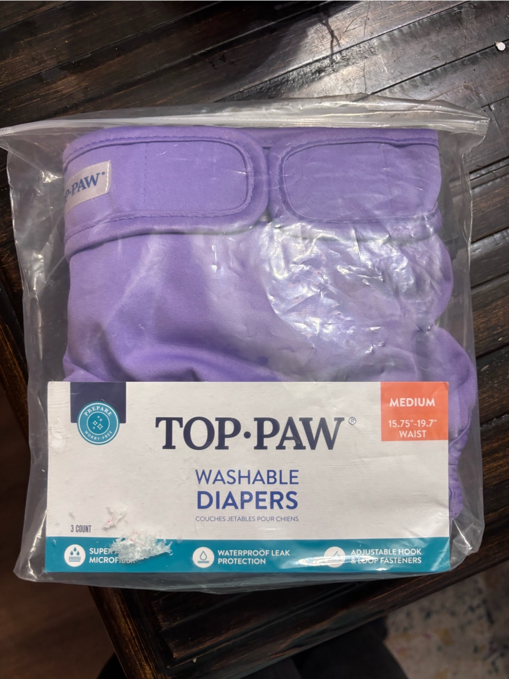 Top Paw Washable Diaper Cover in Lavender Purple - Medium